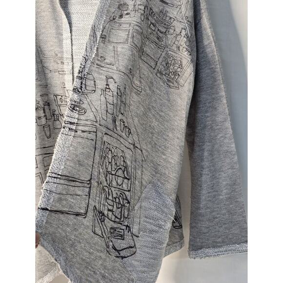 Inoah Punk BEACH Terry Open Hoodie Small Gray Graphic Kitchen Pockets EUC - Picture 5 of 7